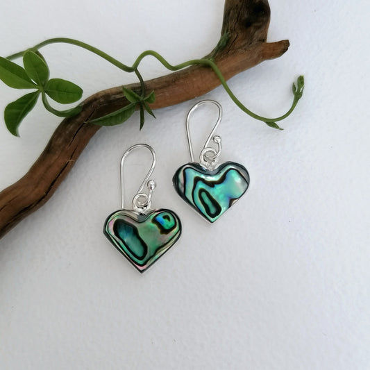 Mini Love Heart Earrings - Abalone Shell