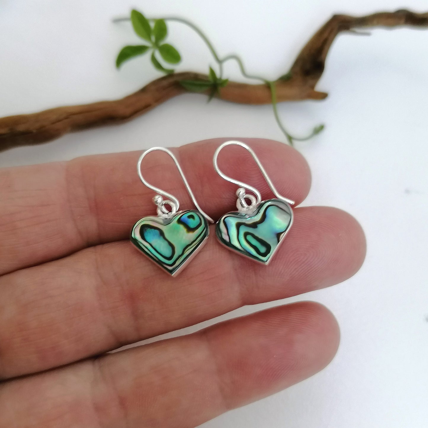 Mini Love Heart Earrings - Abalone Shell