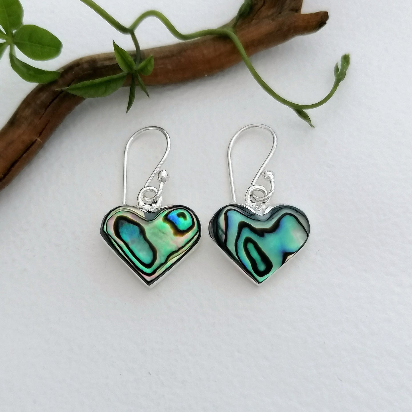 Mini Love Heart Earrings - Abalone Shell