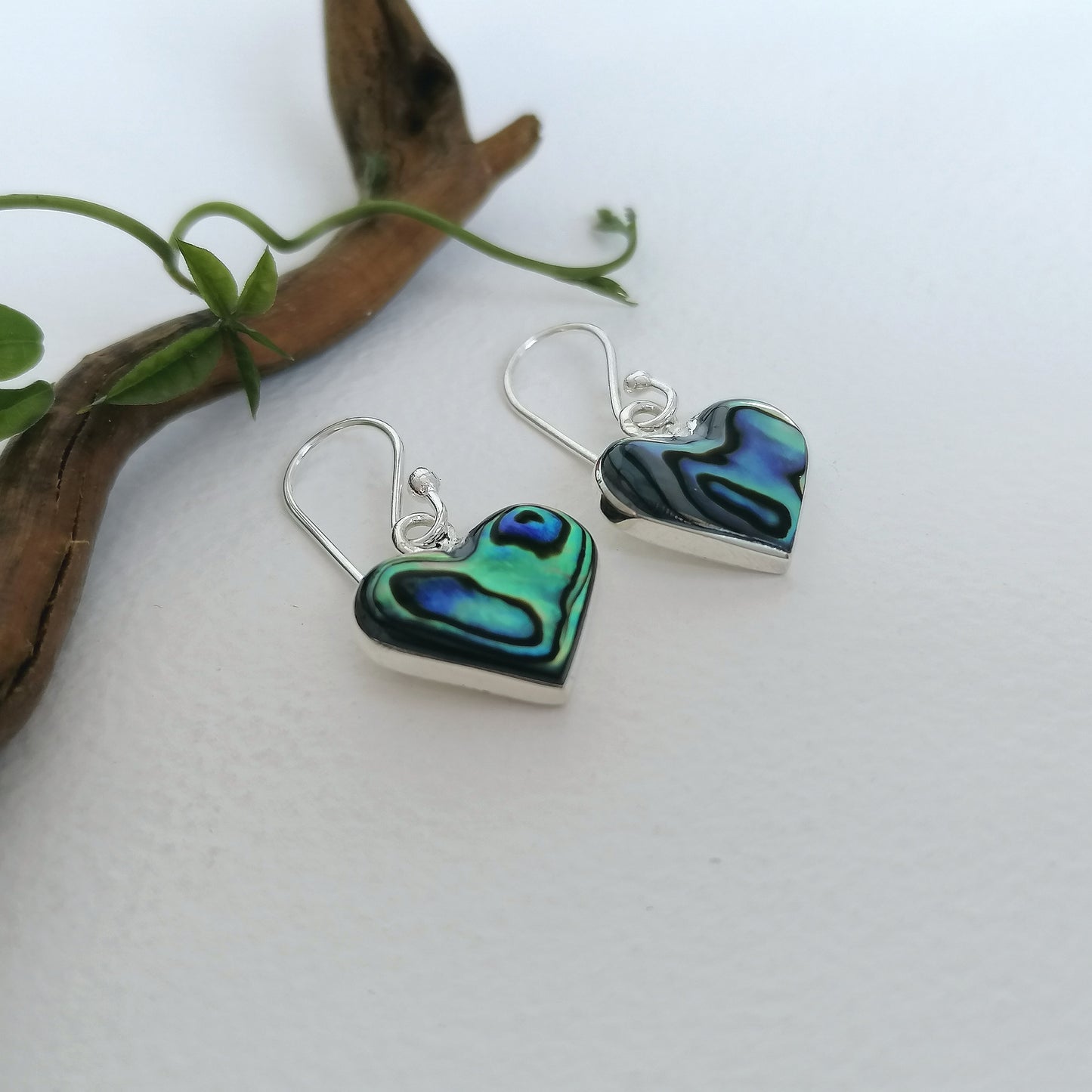 Mini Love Heart Earrings - Abalone Shell