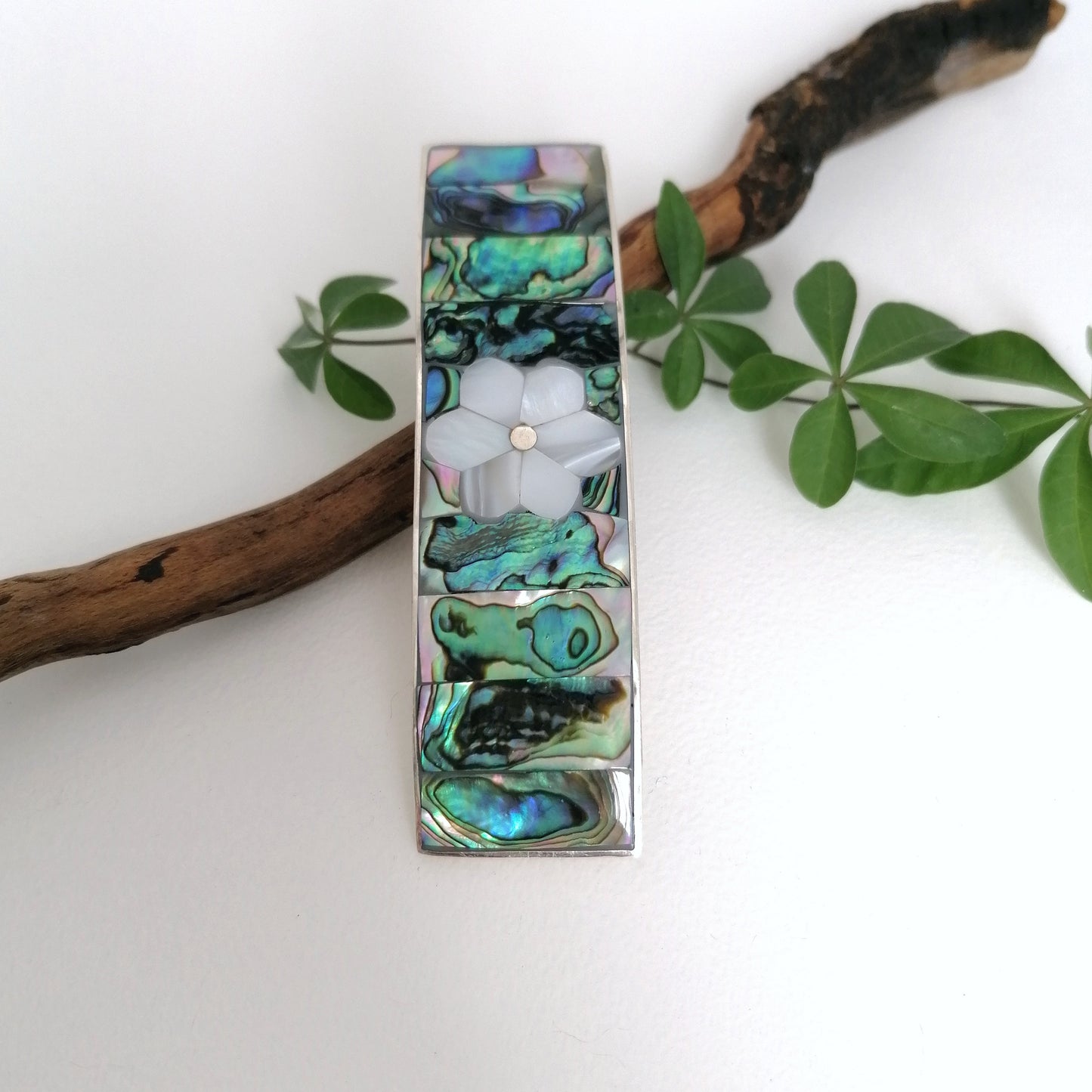 Abalone & Mother of Pearl Flower Barrette