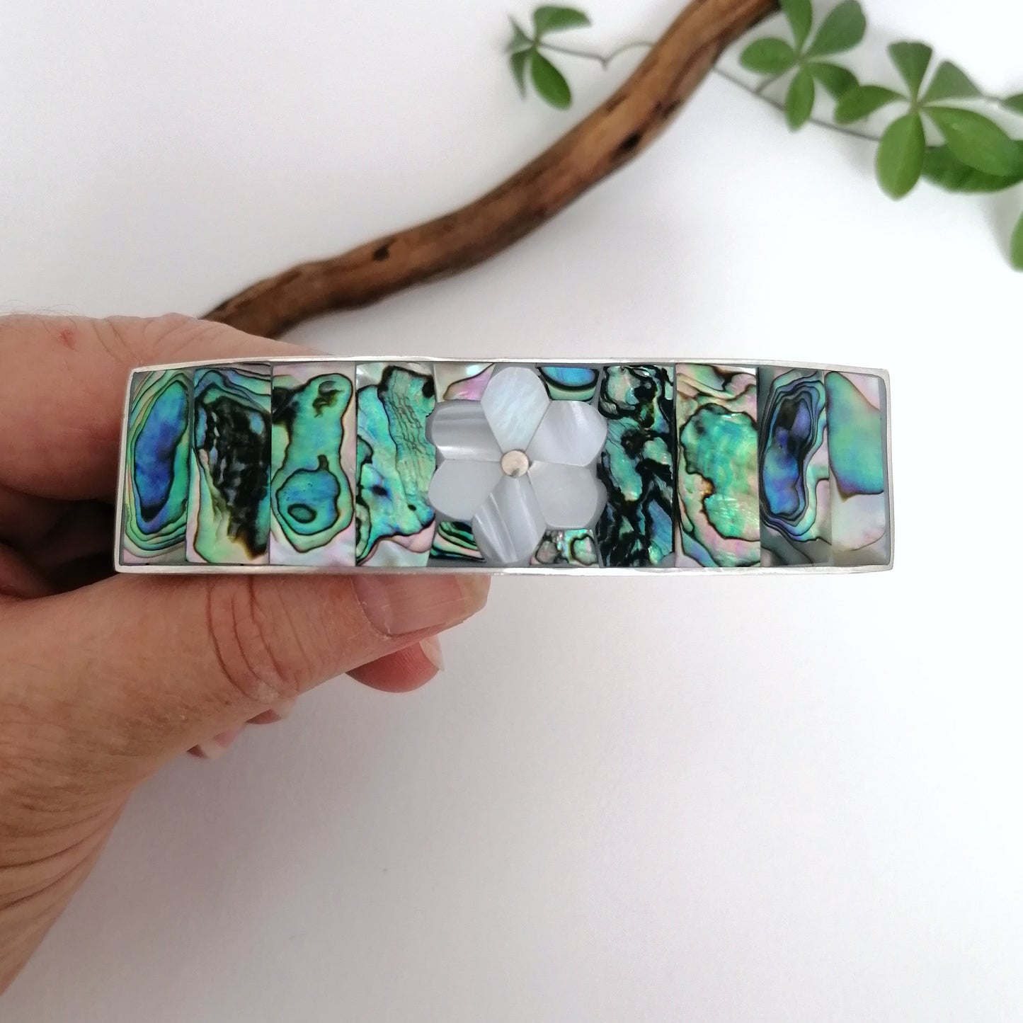 Abalone & Mother of Pearl Flower Barrette