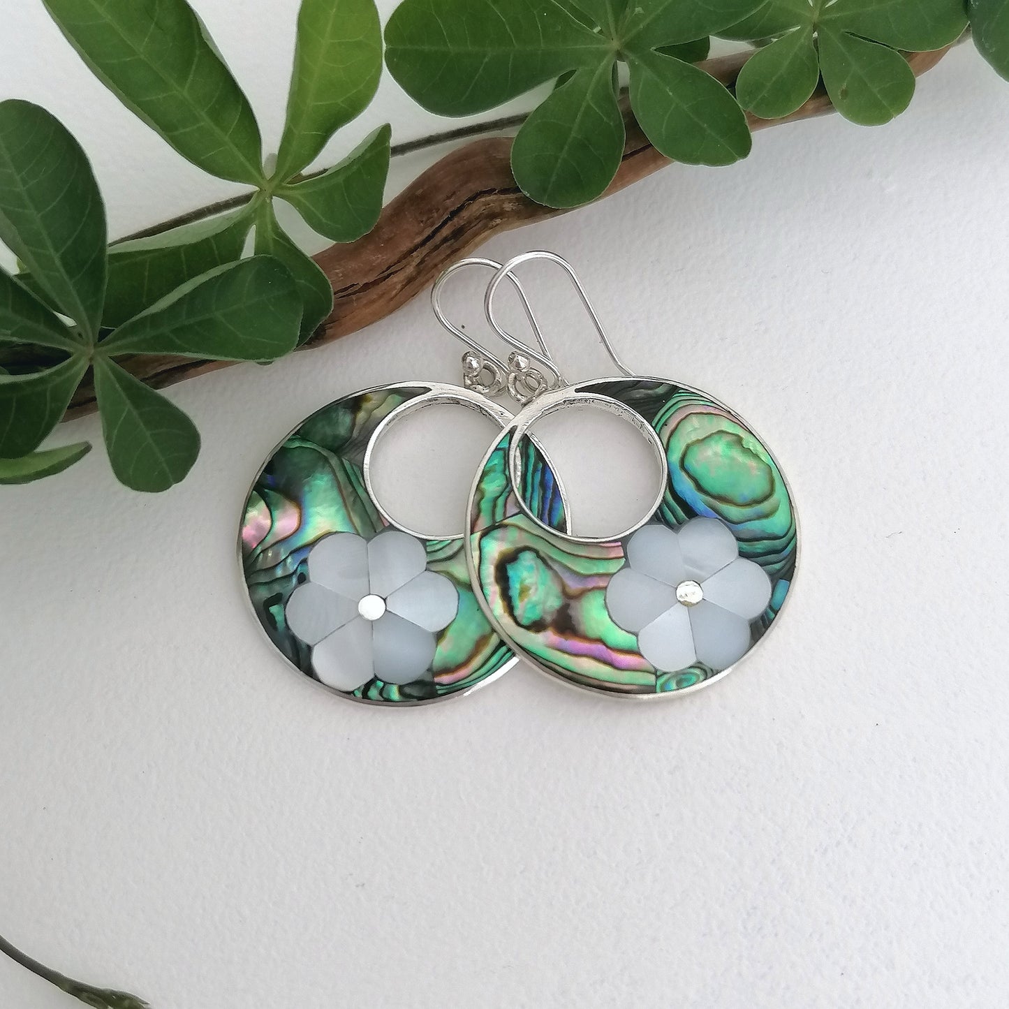 Daisy Hoops - Abalone & Mother of Pearl