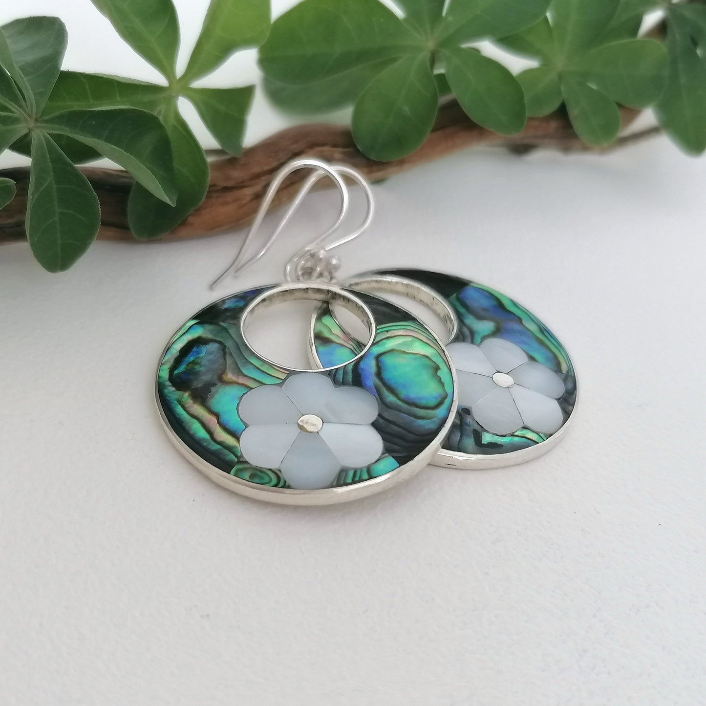 Daisy Hoops - Abalone & Mother of Pearl