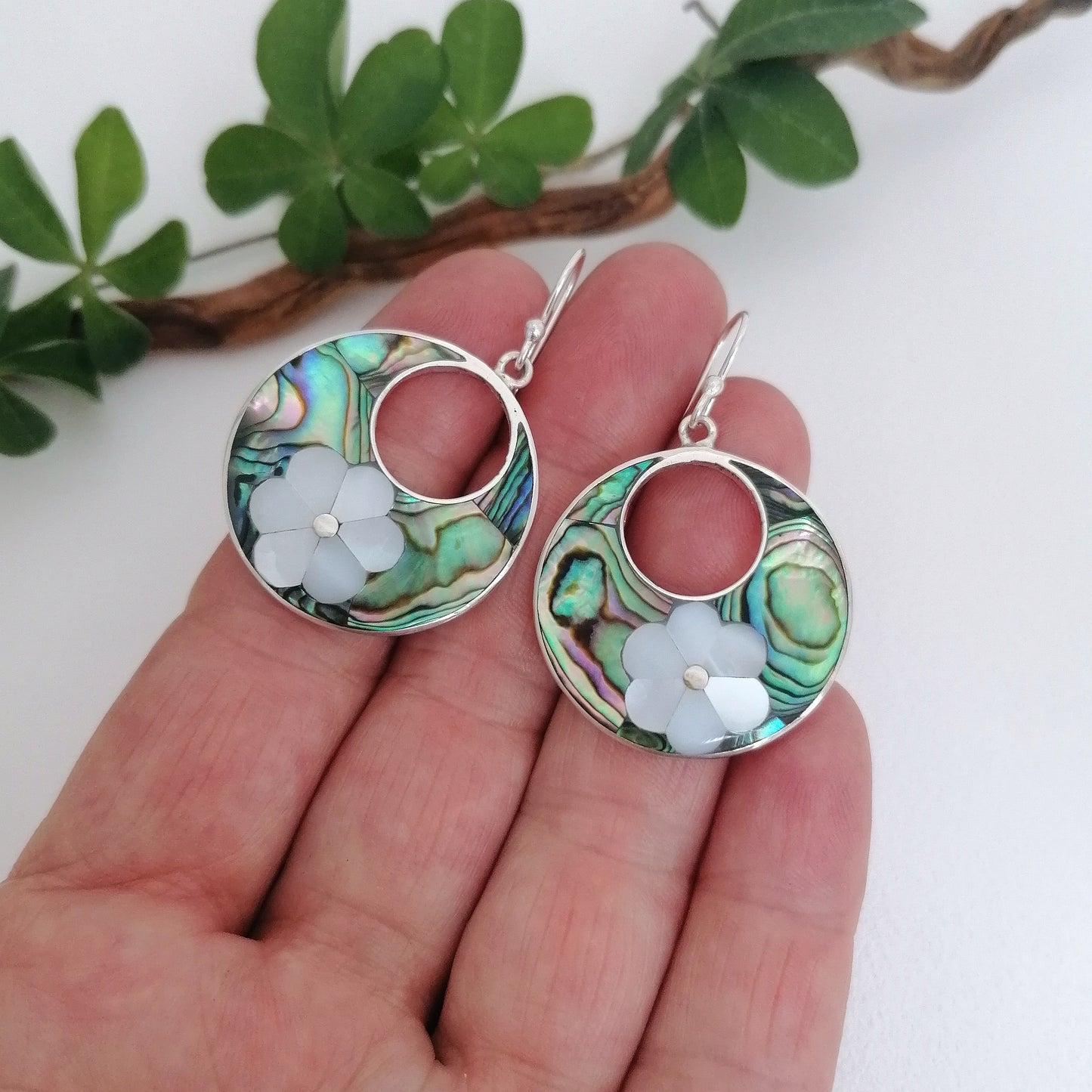 Daisy Hoops - Abalone & Mother of Pearl