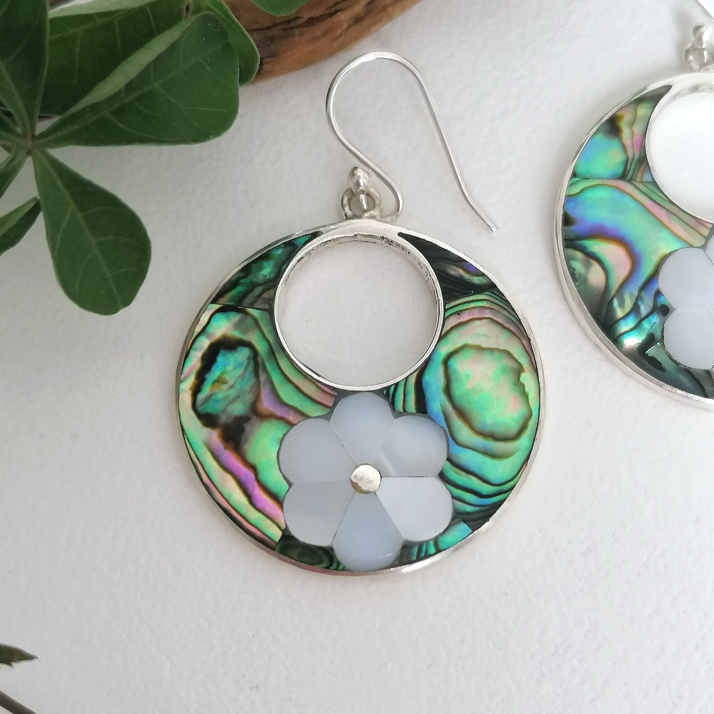 Daisy Hoops - Abalone & Mother of Pearl