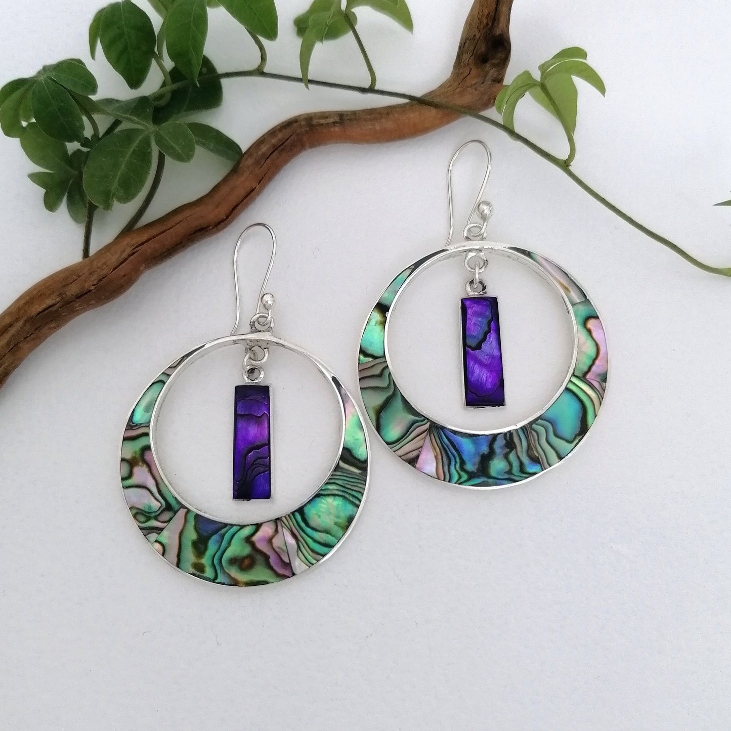 Art Deco Statement Hoops - Abalone Shell