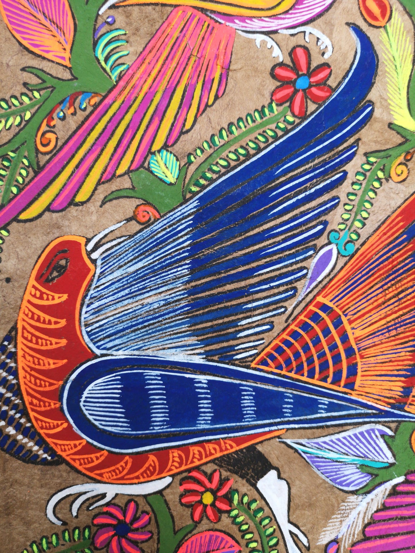 Birds Of Paradise - Bark Painting 24" x 16"