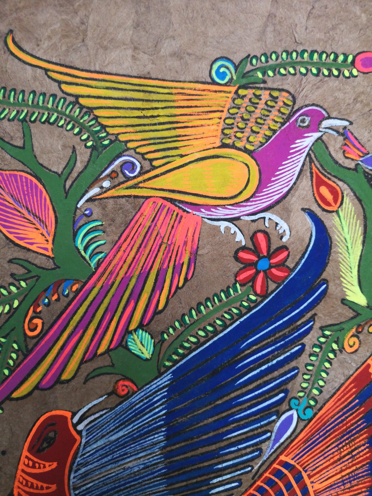 Birds Of Paradise - Bark Painting 24" x 16"