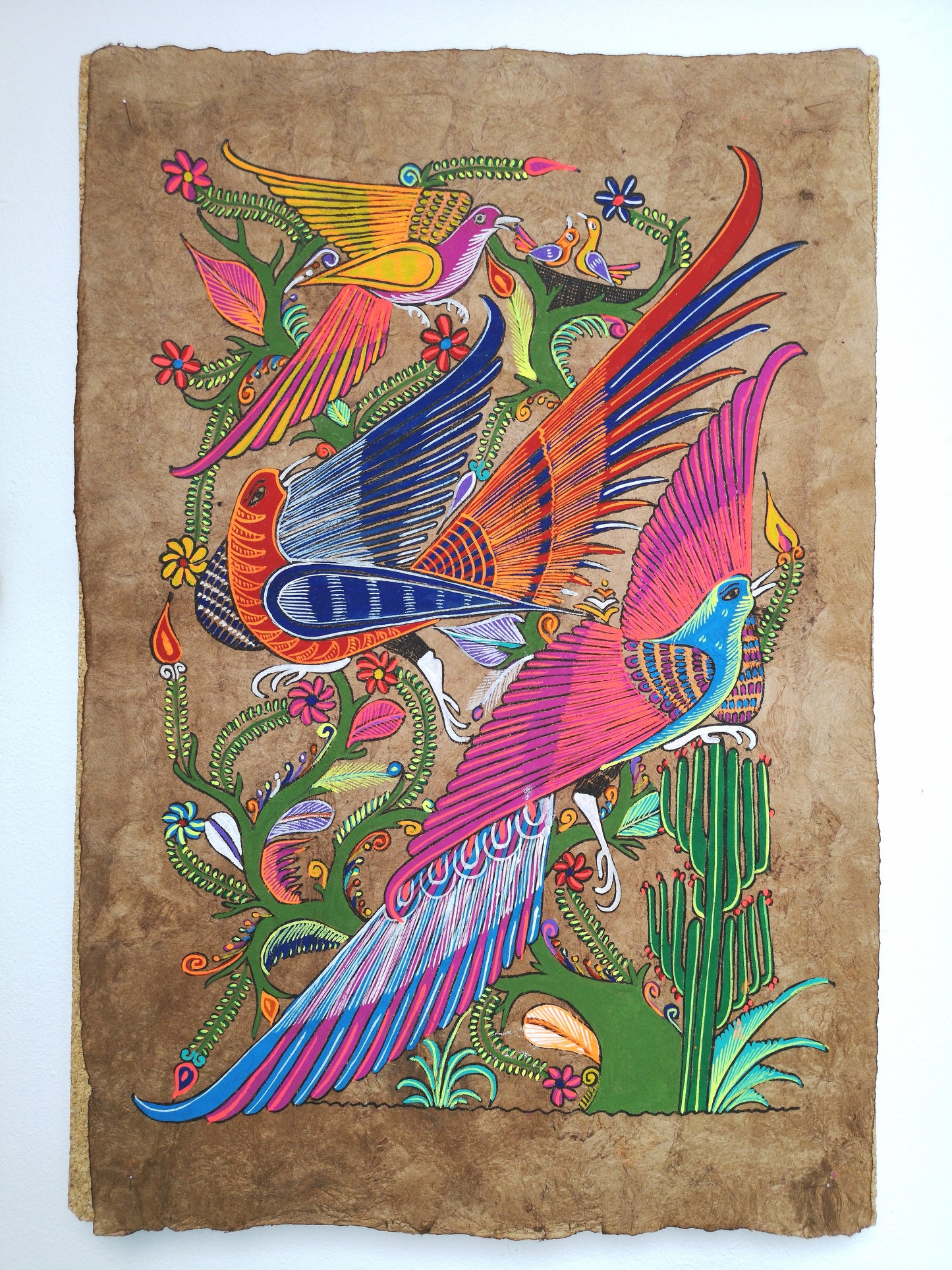 Birds Of Paradise - Bark Painting 24" x 16"