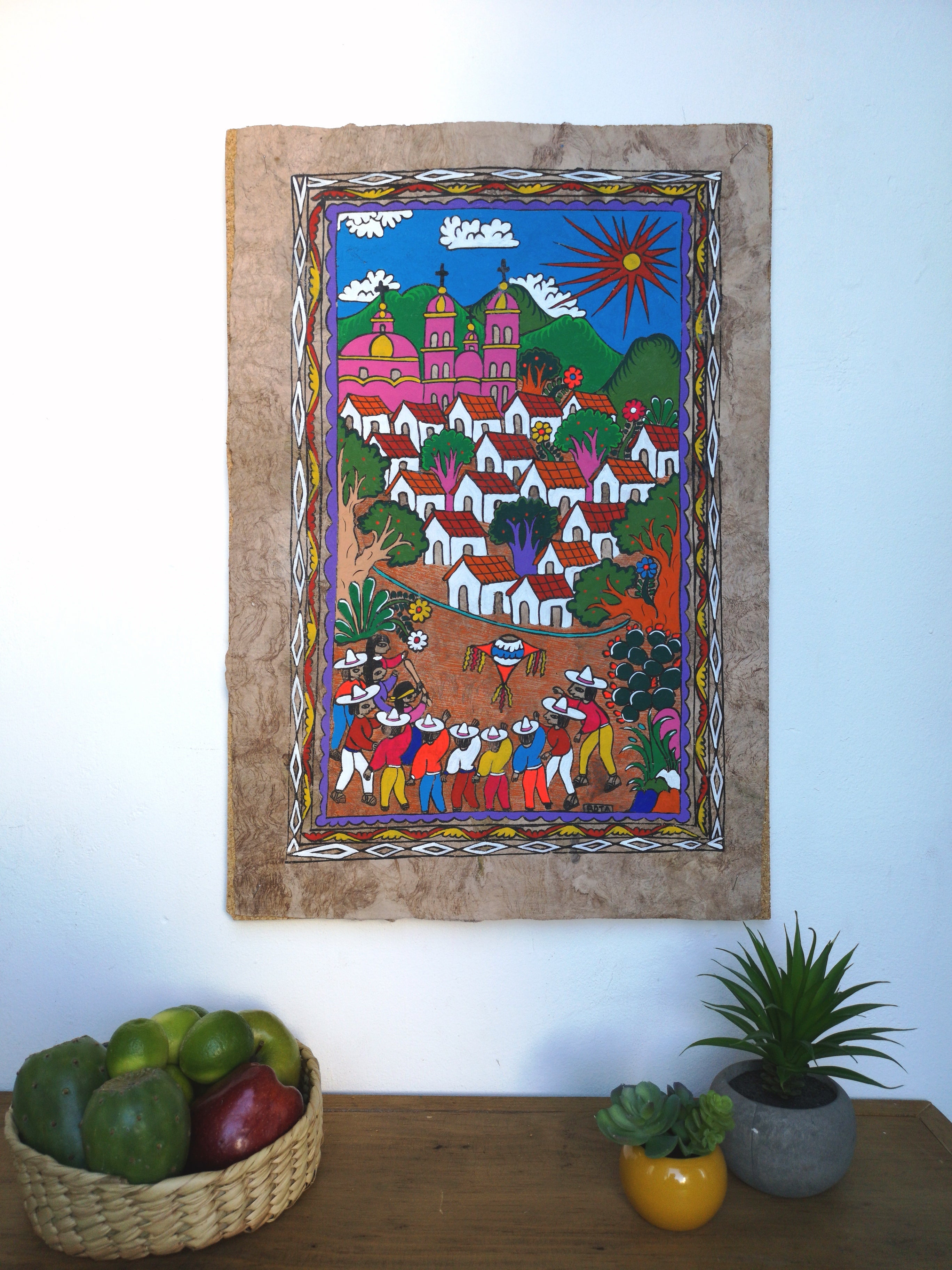 Amate Mexican Bark Painting store Folk Art Wedding Fiesta