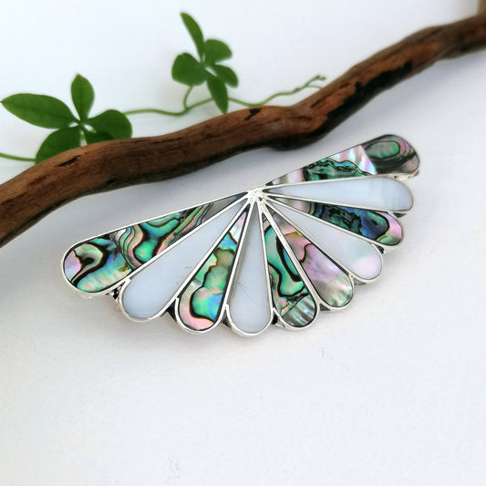 Abalone & Mother of Pearl Fan Barrette