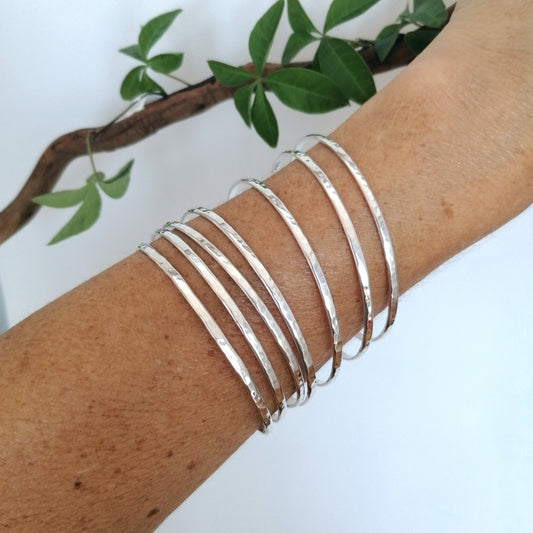 Set of Skinny Hammered Bangles