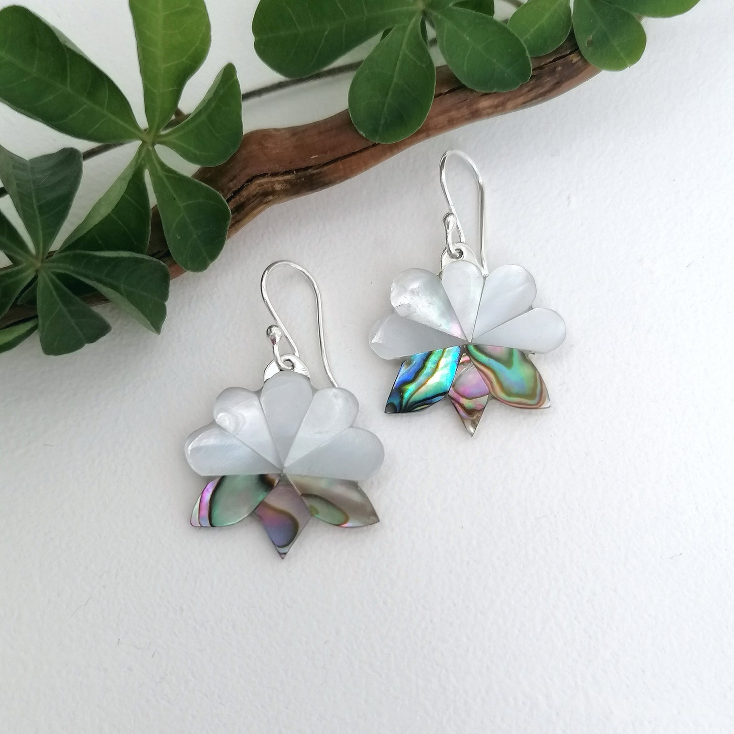 Lotus Flower Earrings - Mother of Pearl