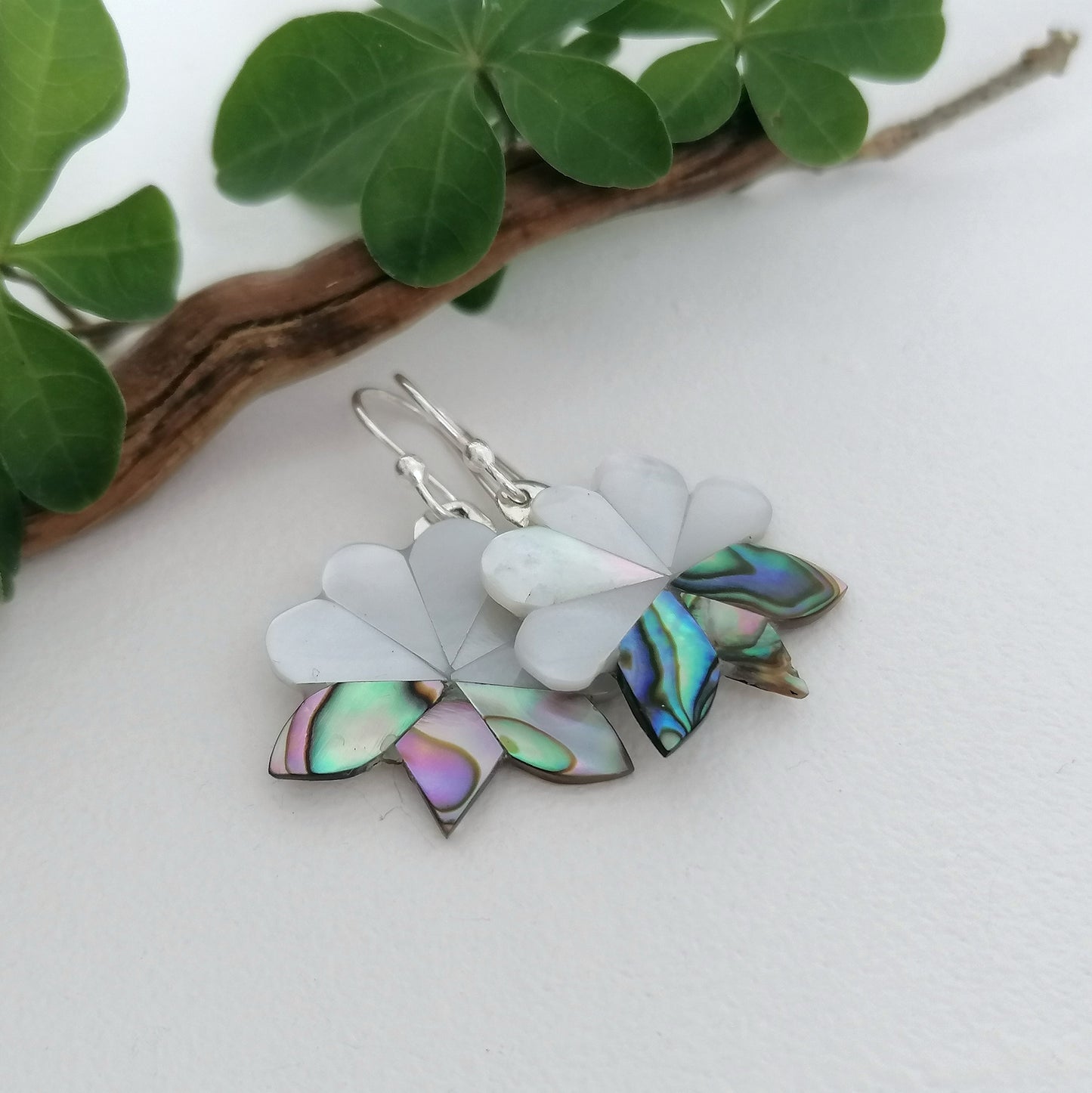 Lotus Flower Earrings - Mother of Pearl