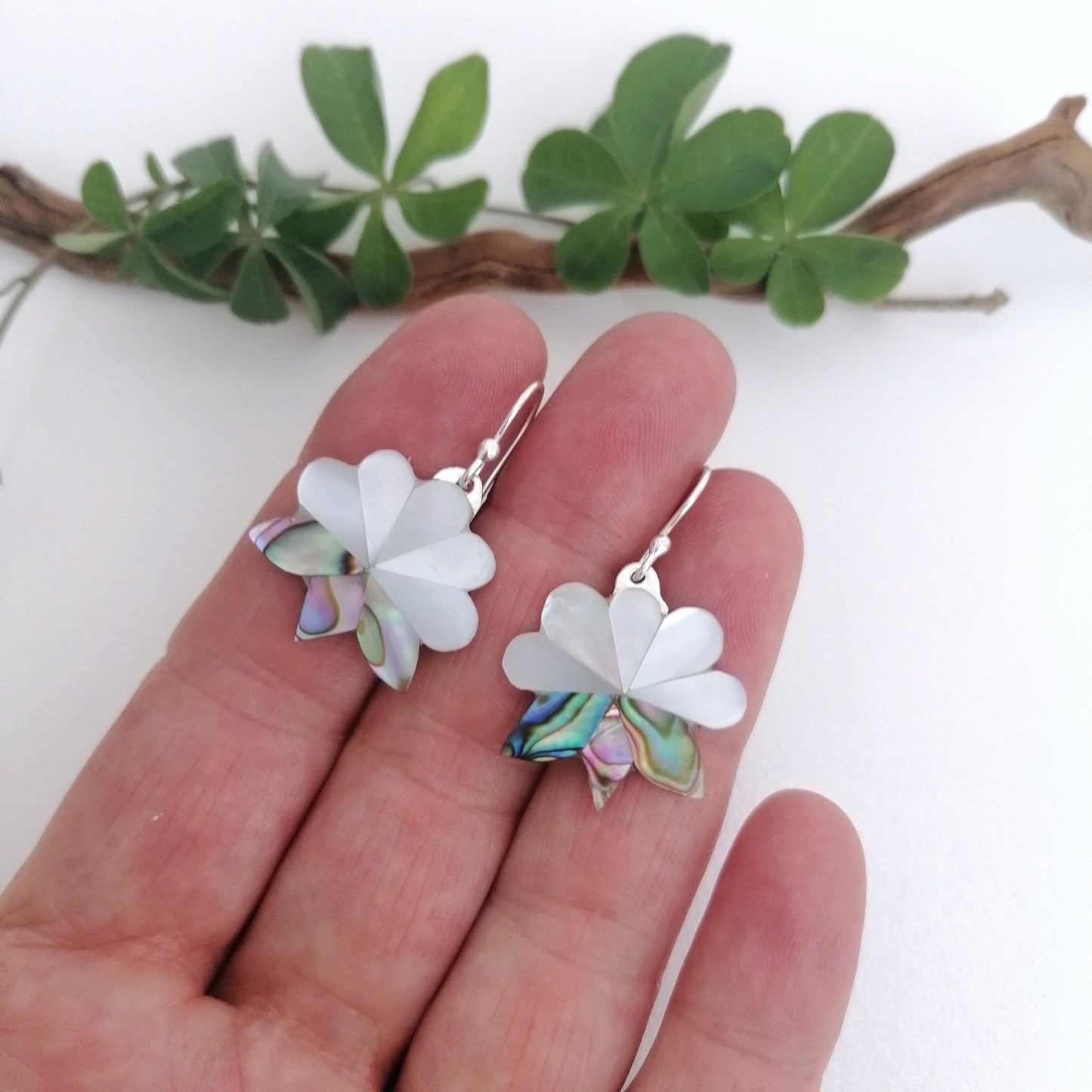 Lotus Flower Earrings - Mother of Pearl