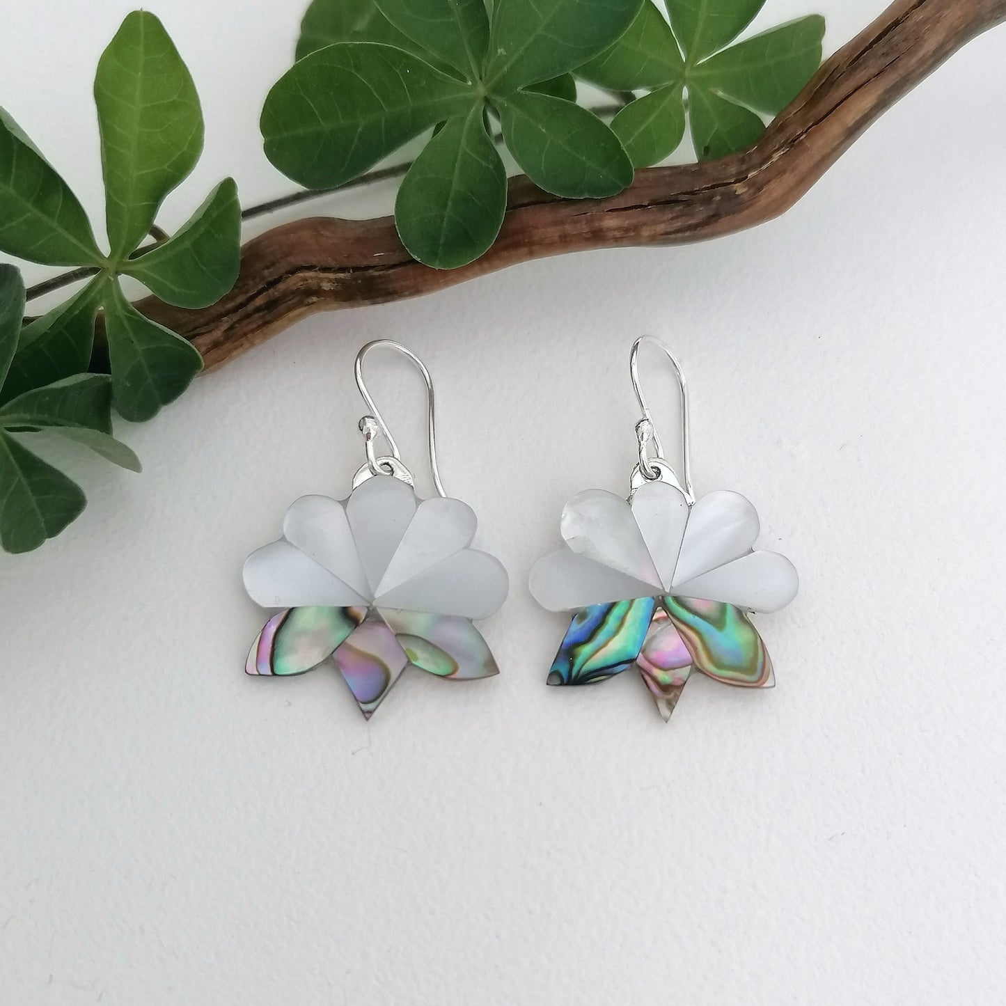 Lotus Flower Earrings - Mother of Pearl