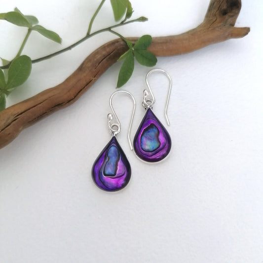 Mini Teardrop Earrings - Purple Abalone