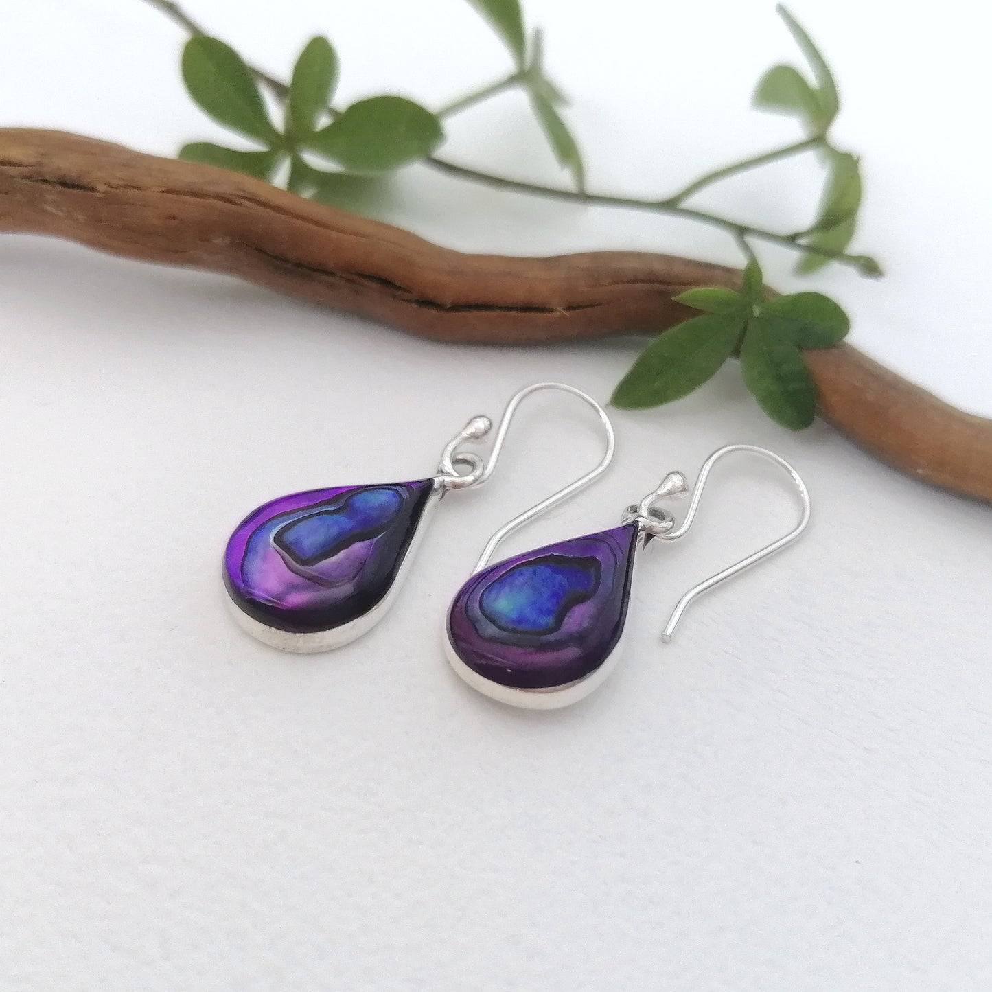 Mini Teardrop Earrings - Purple Abalone