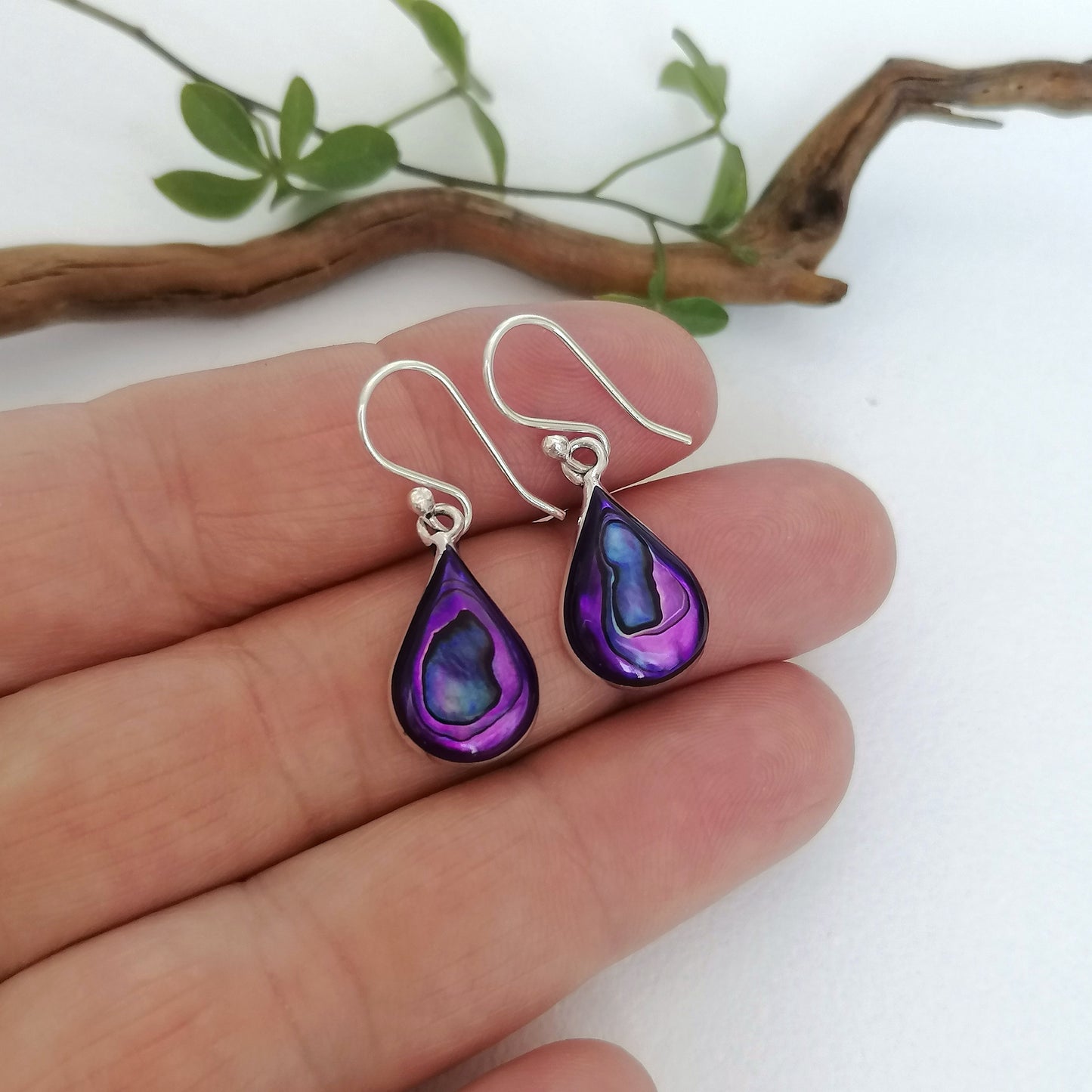 Mini Teardrop Earrings - Purple Abalone