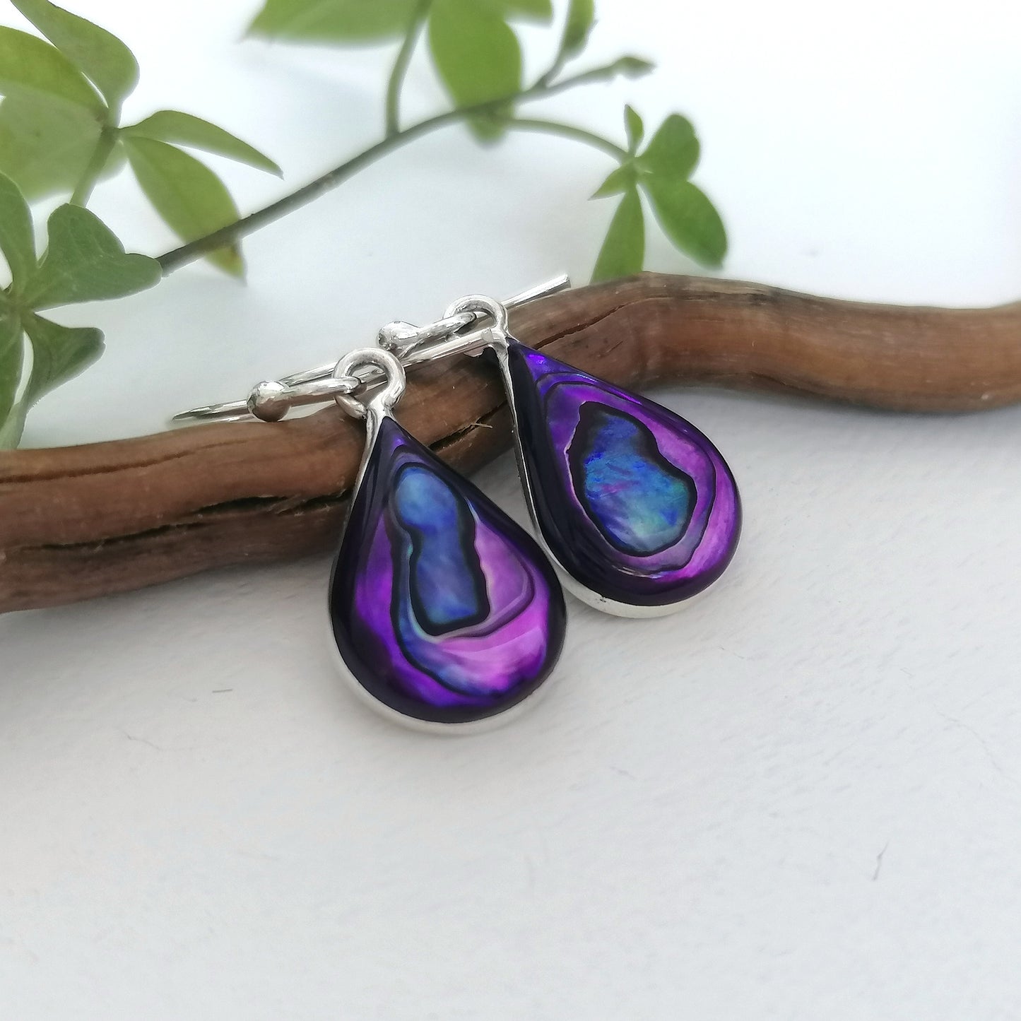 Mini Teardrop Earrings - Purple Abalone