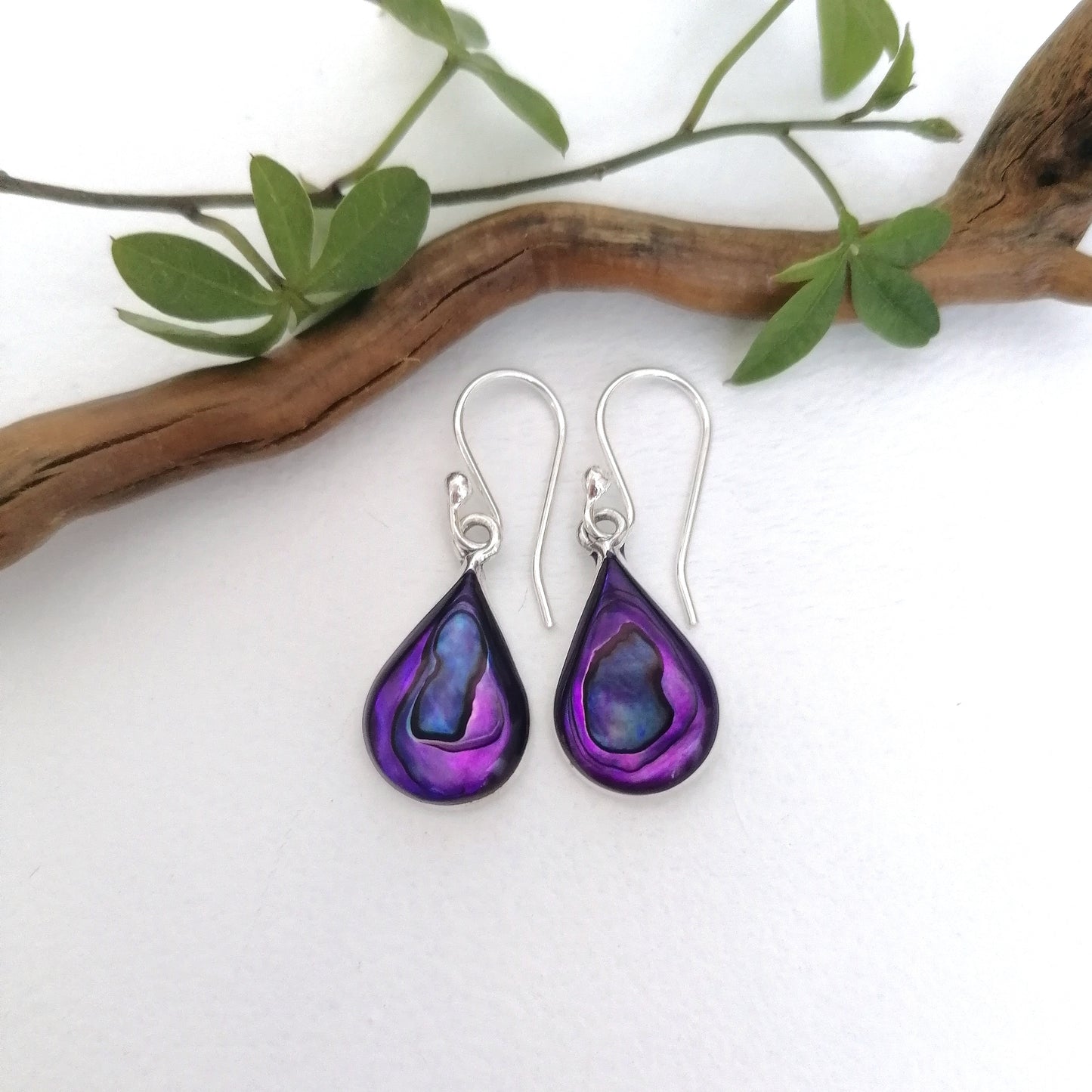 Mini Teardrop Earrings - Purple Abalone