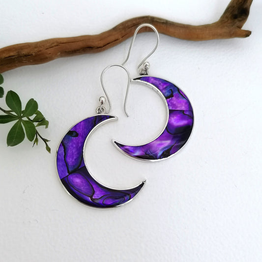 Purple Moon Earrings - Abalone Shell