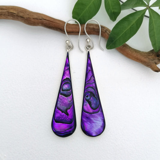 Royal Purple Teardrop Earrings - Abalone Shell