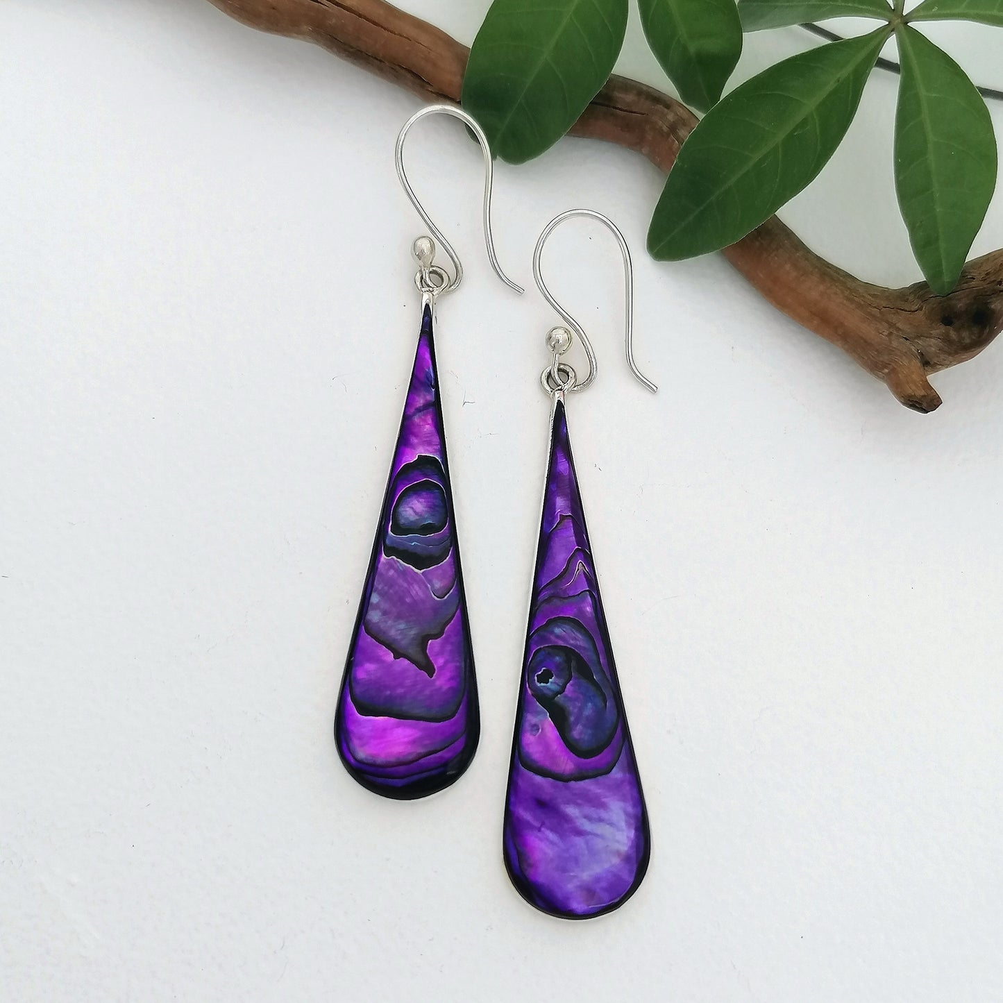 Royal Purple Teardrop Earrings - Abalone Shell