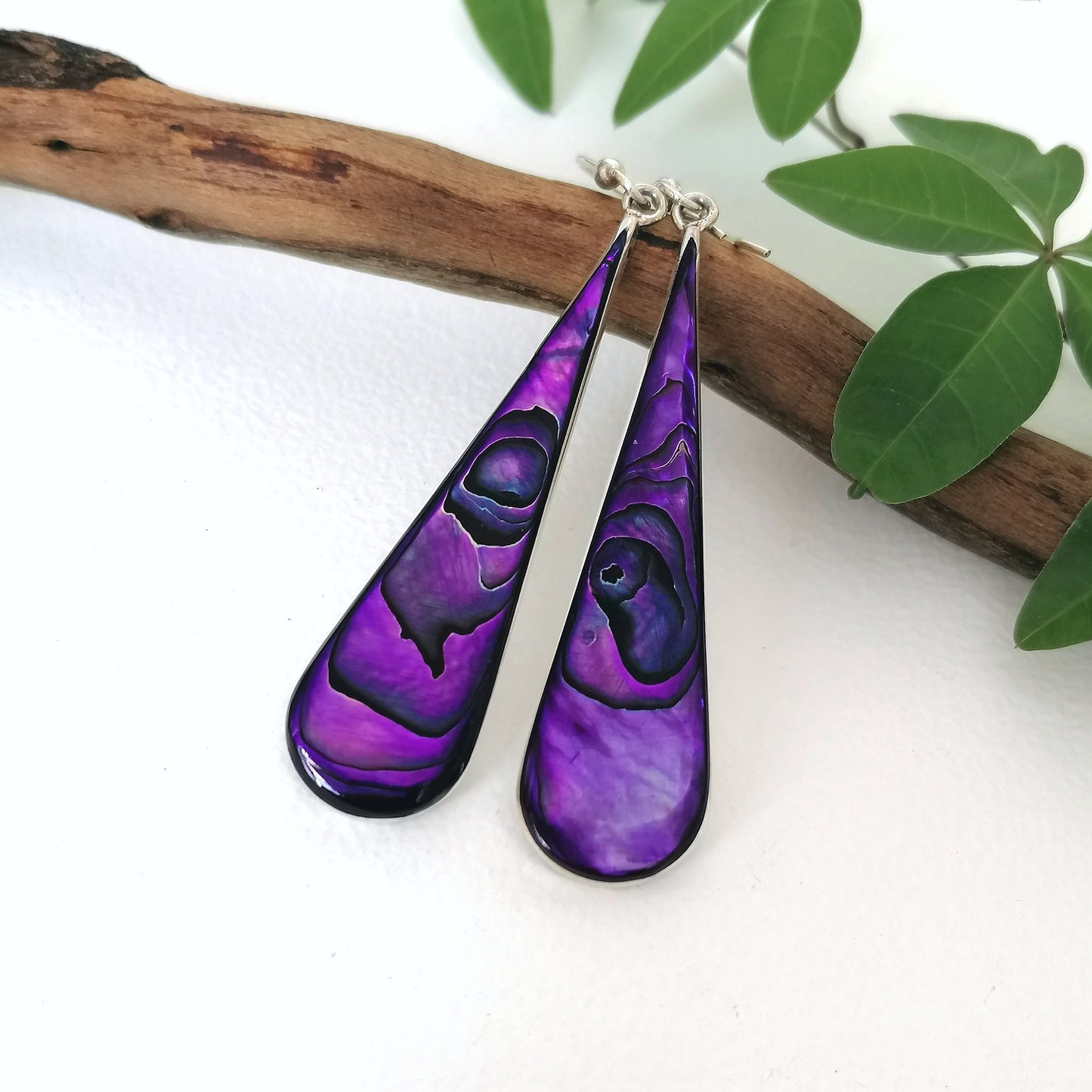 Royal Purple Teardrop Earrings - Abalone Shell