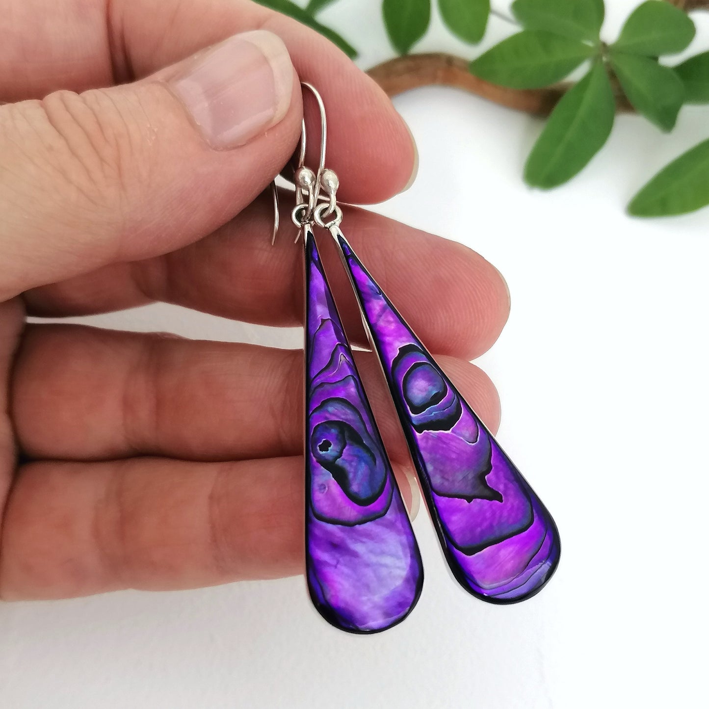 Royal Purple Teardrop Earrings - Abalone Shell