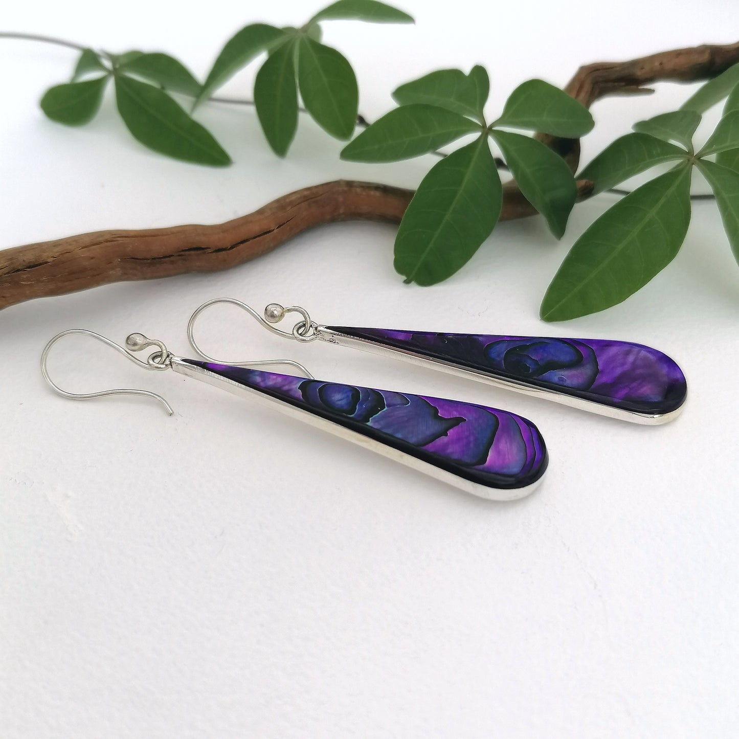 Royal Purple Teardrop Earrings - Abalone Shell