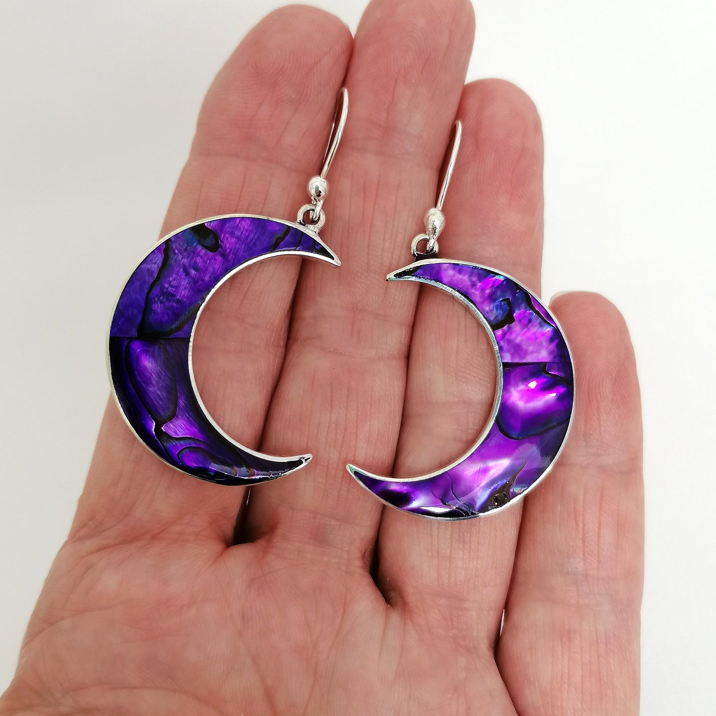 Purple Moon Earrings - Abalone Shell