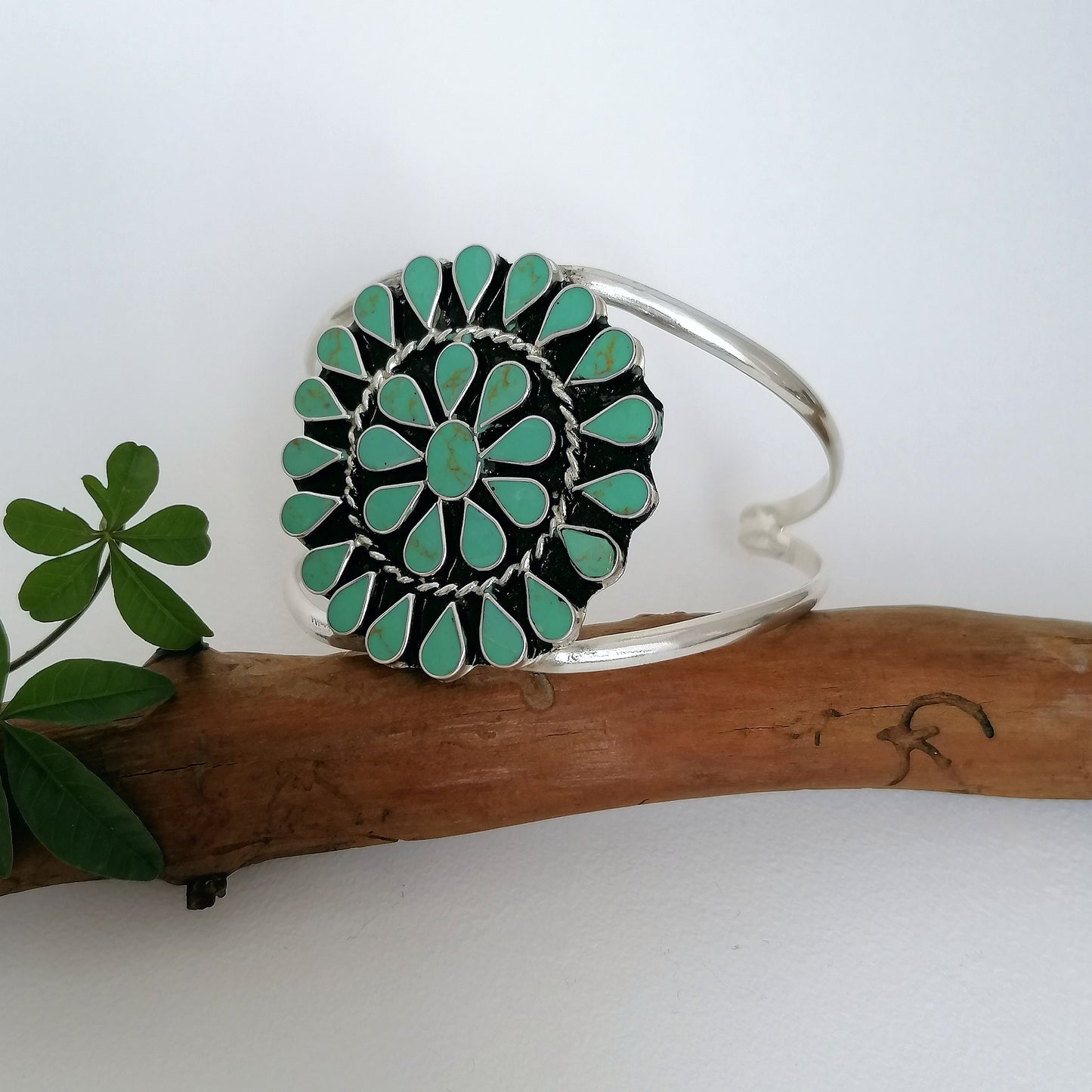 Turquoise Squash Blossom Cuff - Enamel Inlay