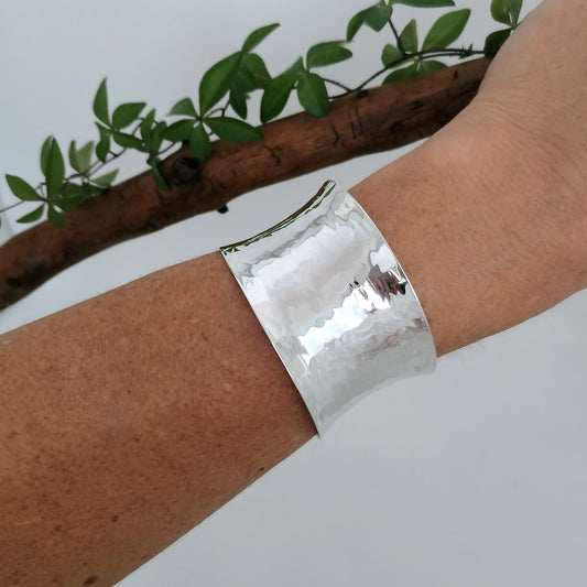 Wide Hammered Cuff Bracelet