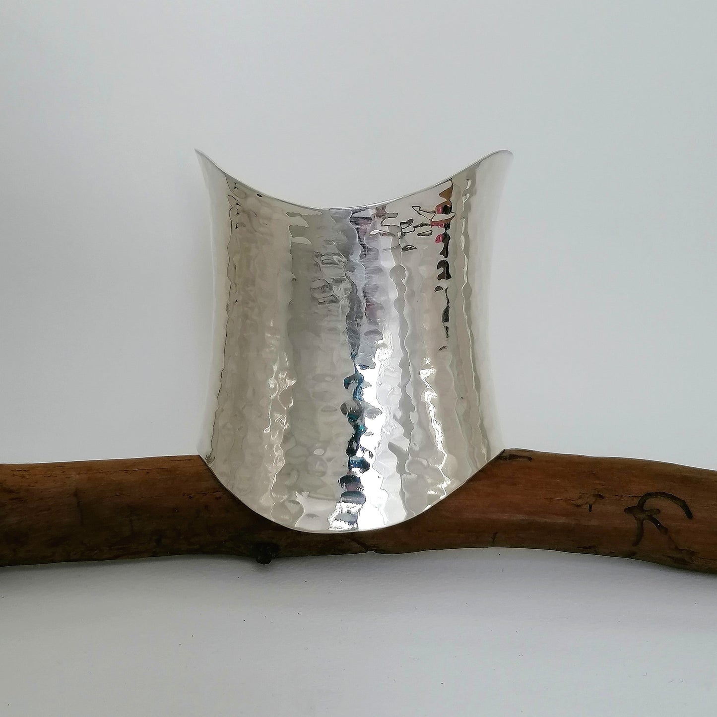 Wide Hammered Wave Cuff