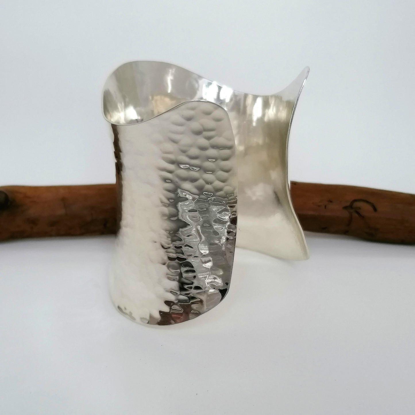 Wide Hammered Wave Cuff