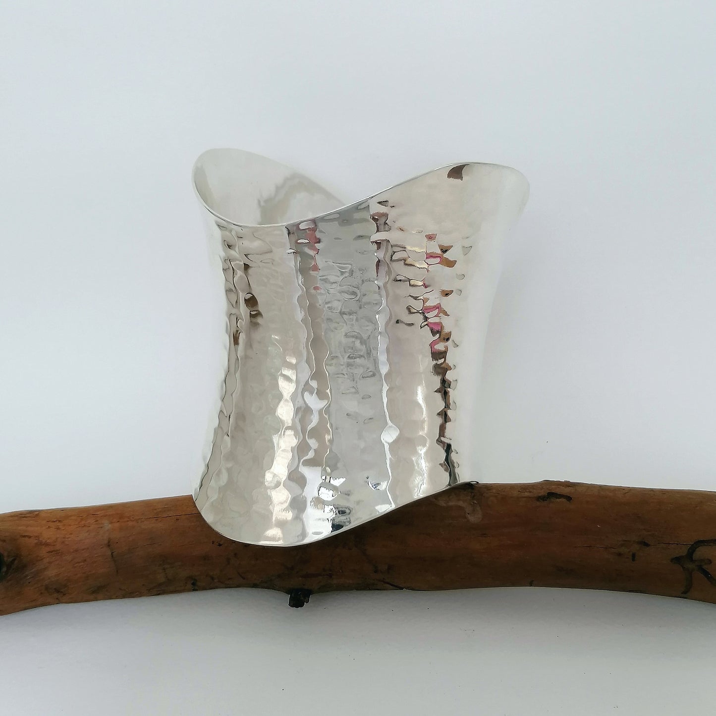 Wide Hammered Wave Cuff