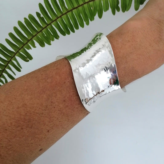 Wide Hammered Wave Cuff