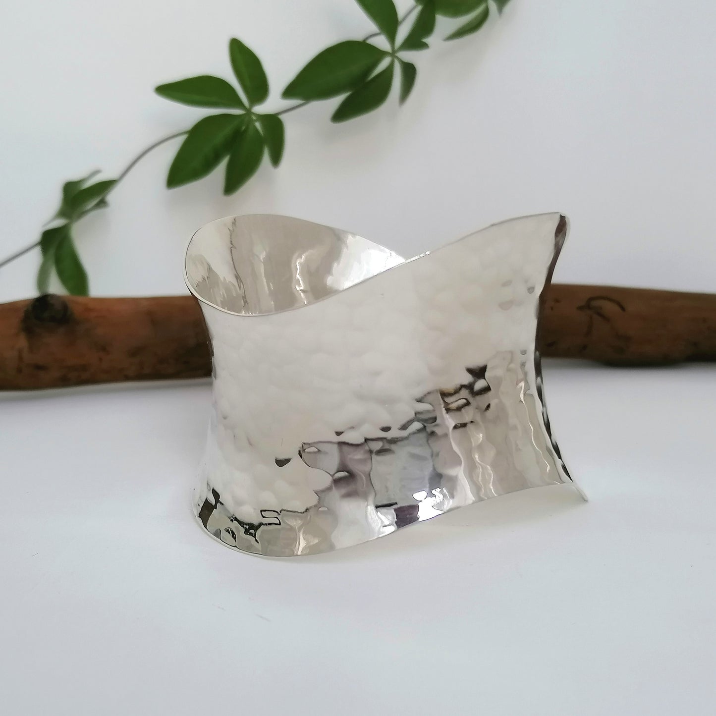 Wide Hammered Wave Cuff