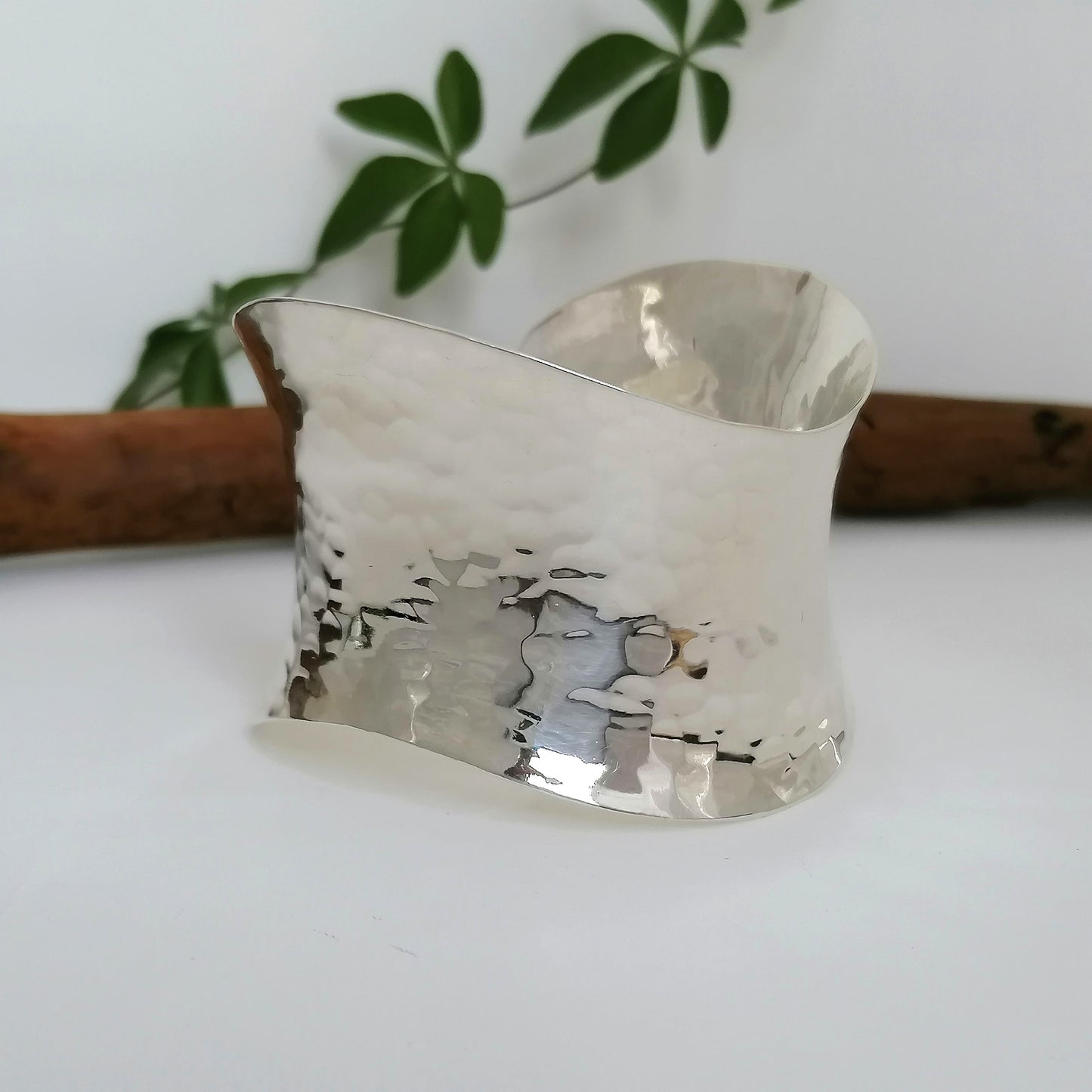 Wide Hammered Wave Cuff